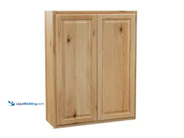 Lot 49-5488440 - Hampton Bay Hampton 33 in. W x 12 in. D x 42 in. H Assembled Wall Cabinet in Natural Hickory. Model ...