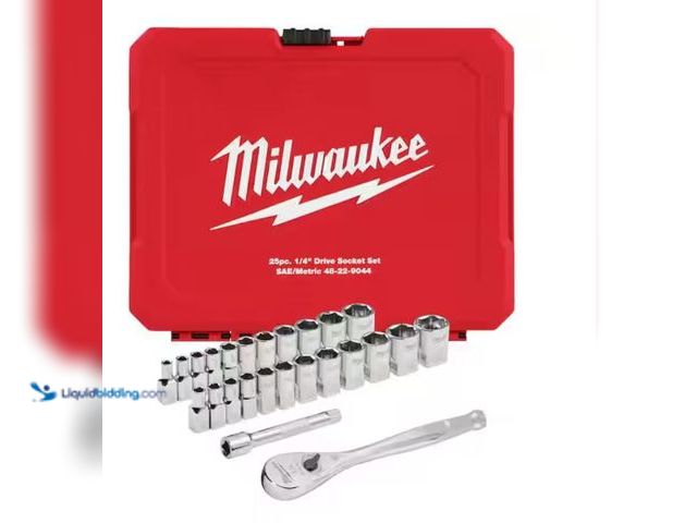 Lot 49-2006200 - Milwaukee 1/4 in. Drive SAE/Metric Ratchet and Socket Mechanics Tool Set (25-Piece), 
Model # 48-22...