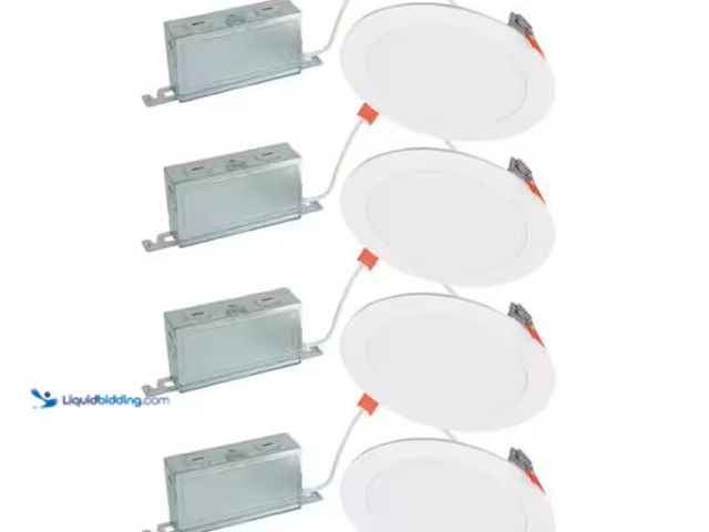 Lot 49-1624487 - HALO HLBSL 6 in. Adjustable Canless Integrated LED Recessed Light, 900 Lumens, 5CCT, White (4-Pack) ...