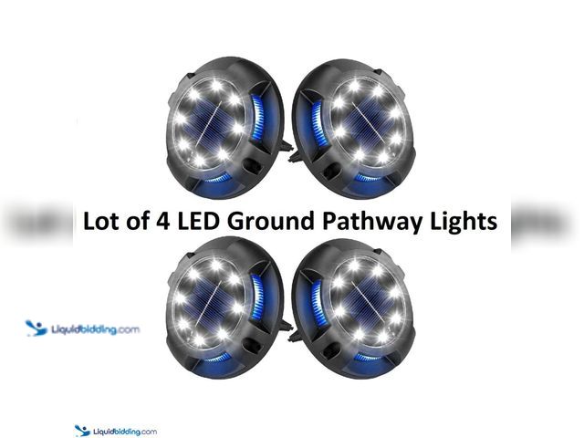 Lot 49-1802813 - Solar Waterproof LED Ground Pathway/Yard Lights 4.25" Blue and White Light - NEW - Featuring 8 White...