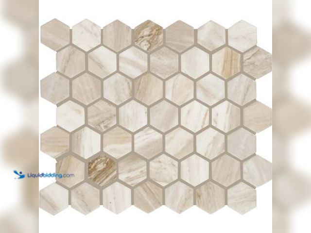 Lot 49-5546388 - qty 3 boxes - Daltile Stone Decor Accents Brisk Beige 10 in. x 12 in. Matte Ceramic Hexagon Mosaic T...
