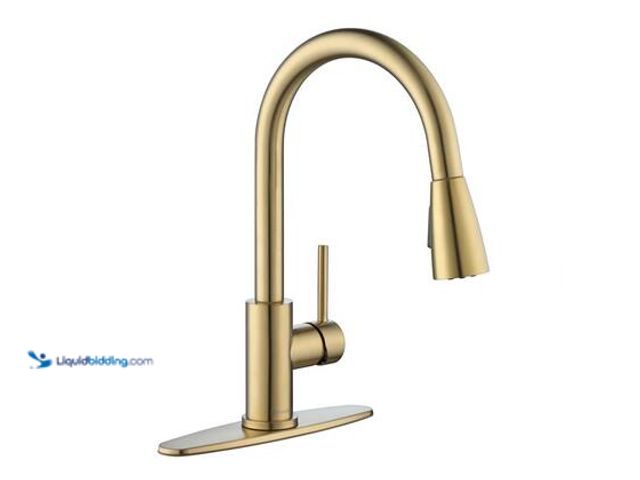 Lot 49-5544718 - Glacier Bay Riverbend Single-Handle Pull Down Sprayer Kitchen Faucet in Brushed Gold. Model # HD6745...