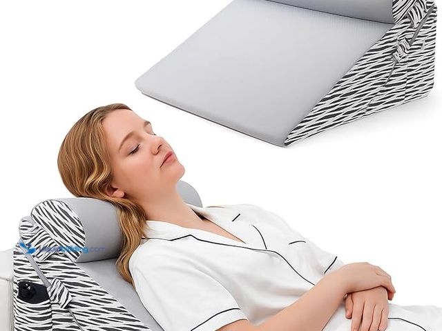 Lot 49-1578014 - Lewondr Wedge Pillow for After Surgery, Adjustable Bed Wedge Pillow for Headboard Set with Side Pock...