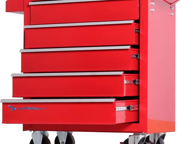 Lot 49-3534001 - TANKSTORM Tool Chest Heavy Duty Cart Steel Rolling Tool Box 5 Drawer Cart (Model: TZ35 Red). Unused