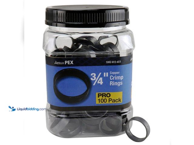 Lot 49-5413803 - Apollo
3/4 in. Copper Crimp Ring Pro Pack (100-Pack) 2 PACKS OF 100 (NEW)