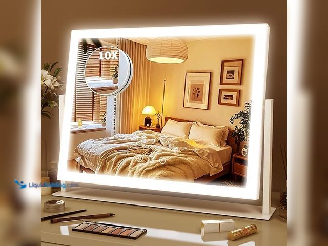 Lot 49-3600259 - ROLOVE Lighted Makeup Mirror 16.3"x12.6", Hollywood Vanity Mirror with 10X Magnifier, 3 Color LED Li...