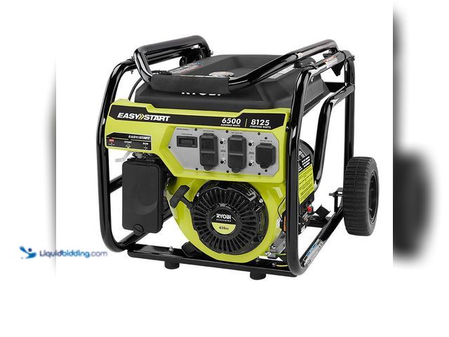 Lot 49-5449112 - RYOBI
6500-Watt Gasoline Powered Portable Generator with CO Detect Shutdown Sensor (has compression...