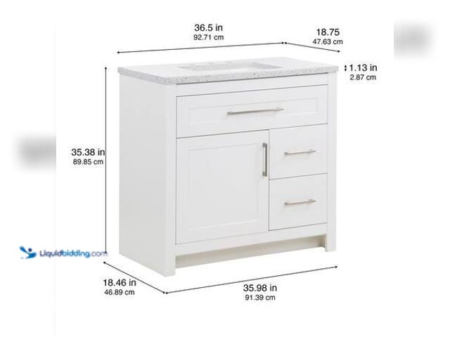 Lot 49-5554103 - Home Decorators Collection Clady 37 in. Single Sink White Bath Vanity with Silver Ash Cultured Marbl...