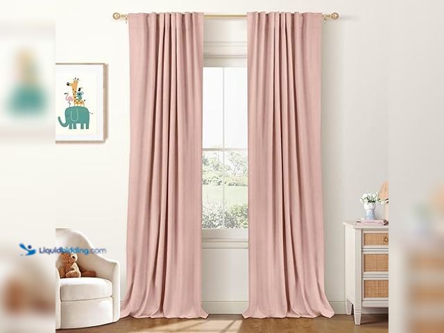 Lot 49-5448549 - 100% Blackout Shield Linen Blackout Curtains for Bedroom 102 Inches Long, Back Tab/Rod Pocket Living...