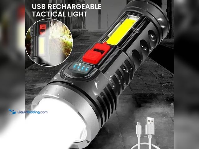 Lot 49-3471052 - Rechargeable 7800LM LED Tactical Super Bright Flashlight Torch with Zoomable Beam - NEW - Micro USB ...