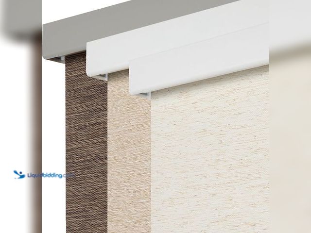 Lot 49-3527312 - Persilux Free-Stop Cordless 100% Blackout Roller Shades for Indoor Windows, Natural Woven Fabric UV ...