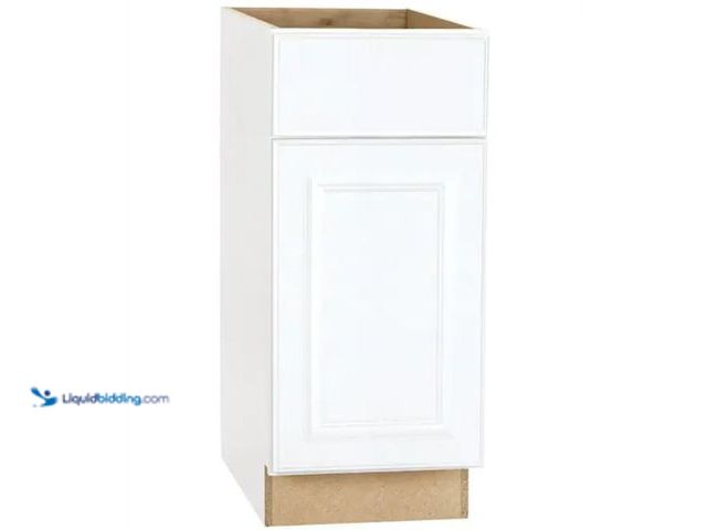 Lot 49-1623606 - Hampton Bay Hampton 15 in. W x 24 in. D x 34.5 in. H Assembled Base Kitchen Cabinet in Satin White, ...