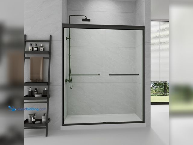 Lot 49-5477448 - Semi-Frameless Sliding Shower Door W: 60 x H:72 Inches, Bathroom Sliding Door Easy to Install, 1/4 "...