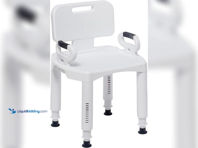 Lot 49-3472742 - Drive Medical Handicap Bathroom Bench with Back and Arms, White Model #RTL12505, Unused  Ref#CRS1126