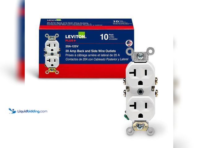 Lot 49-5552398 - QTY 2 - Leviton
20 Amp 125 V Commercial Grade Duplex Outlet/Receptacle, White (10-Pack) CBR20-WMP. ...