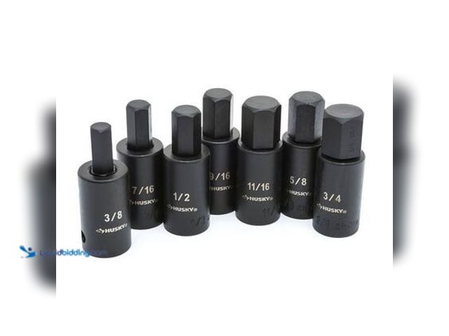 Lot 49-5544339 - Husky 1/2 in. Drive Hex Bit Impact Socket Set SAE (7-Piece). Model # H2DSAEHBI7PC. Unused