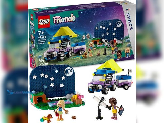 Lot 49-5445319 - LEGO Friends Stargazing Camping Vehicle Adventure Toy, Includes 2 Mini-Dolls, Camping Trailer, Teles...