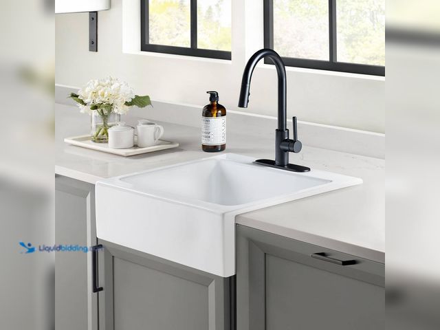 Lot 49-5487628 - SINKOLOGY
Josephine 26 in. 3-Hole Quick-Fit Farmhouse Apron Front Drop-in Single Bowl Crisp White F...