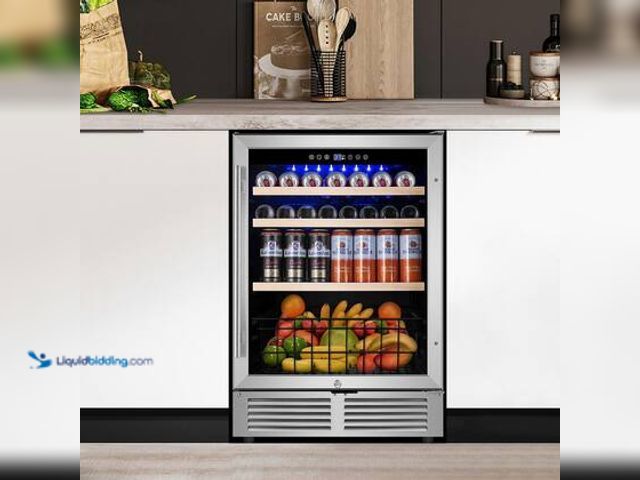 Lot 49-5544085 - TITTLA 24 in. Single Zone 220 Plus Cans Beverage Refrigerator in Silver with 2-Different Door Handle...