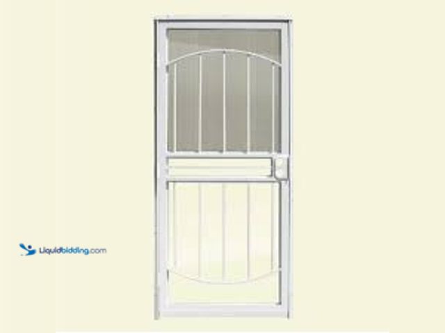 Lot 49-5459888 - Grisham 36 in. x 80 in. 555 Series Tuscany White Steel Prehung Security Door. Model # 55522. Sealed.