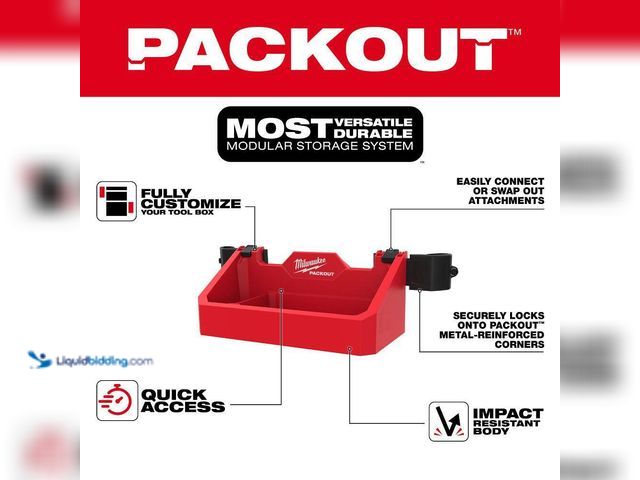 Lot 49-3614952 - Milwaukee PACKOUT Tray Tool Box Rack Attachment - Unused (Model # 48-22-8605)  Ref#BIN0730
