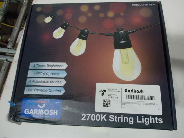 Lot 49-1555743 - Garibosh 50 Ft led outdoor string lights dimmerable edison shatterproof water proof patio lights out...