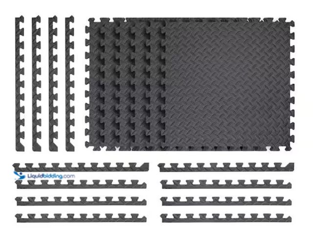 Lot 49-1578179 - (48) sq. ft. of Trafficmaster Gray 24 in. W x 24 in. L x 0.5 in. Thick Foam Exercise/Gym Flooring Ti...