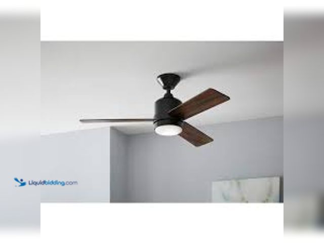Lot 49-5411871 - Hampton Bay Castlegate 44 in. Indoor Integrated LED Matte Black Ceiling Fan with 3 Reversible Blades...