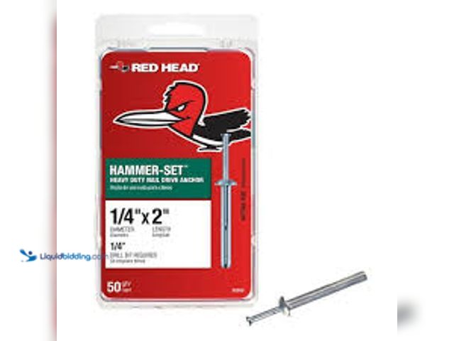 Lot 49-5489049 - QTY 2 - Red Head 1/4 in. x 1 in. Hammer-Set Nail Drive Concrete Anchors (75-Pack). Model # 35300. Un...