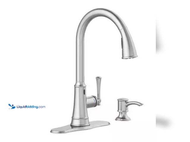 Lot 49-2025311 - Glacier Bay Hemming Single-Handle Touchless Pull Down Sprayer Kitchen Faucet with Soap Dispenser in ...