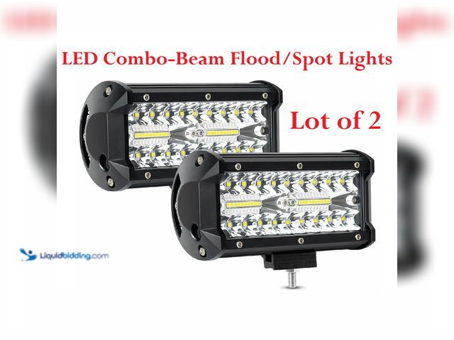 Lot 49-1616174 - Lot of 2 Auto LED Combo-Beam Flood/Spot Lights 7" Rectangular Black Shell - NEW - Easy to install an...
