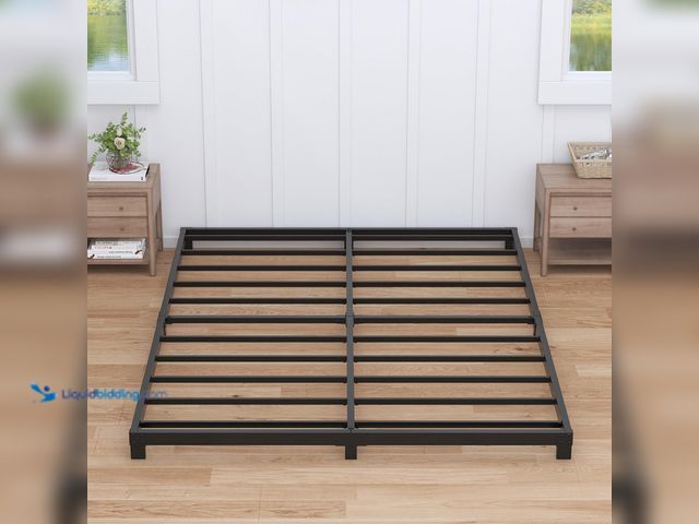 Lot 49-3564649 - 4 Inch Bed Frame Queen Size Low Profile, Queen Bed Frame No Box Spring Needed, Heavy Duty Metal, Eas...