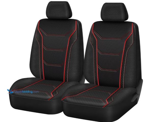 Lot 49-5551788 - Auto Drive 2-Piece Car Seat cover Vegan Leather Black with Piping - Universal Fit, Unused