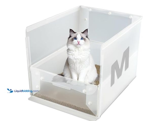 Lot 49-1567744 - Portable Cat Litter Box Enclosure Furniture, Kitty Large Travel Litter Box for Privacy Without Leaki...