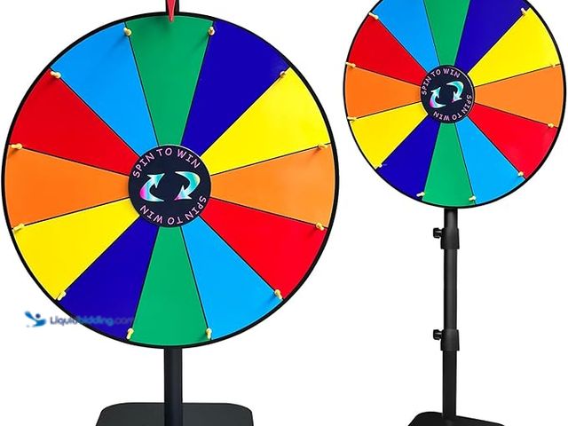 Lot 49-5433983 - 24 Inch Heavy Duty Spinning Prize,Ajustable 34"-61" Height Spinning Wheel for Prizes,12 Slots & Dry ...