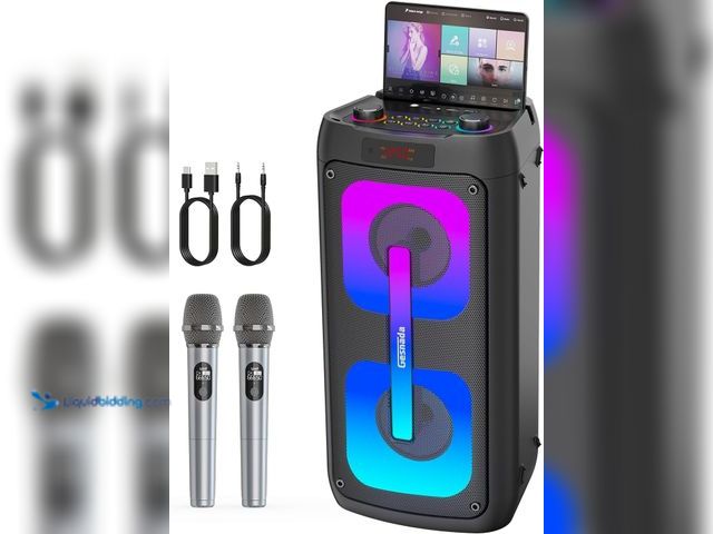 Lot 49-5447980 - Karaoke Machine for Adults, Portable Bluetooth Speaker with 2 Wireless Microphones, Portable PA Syst...