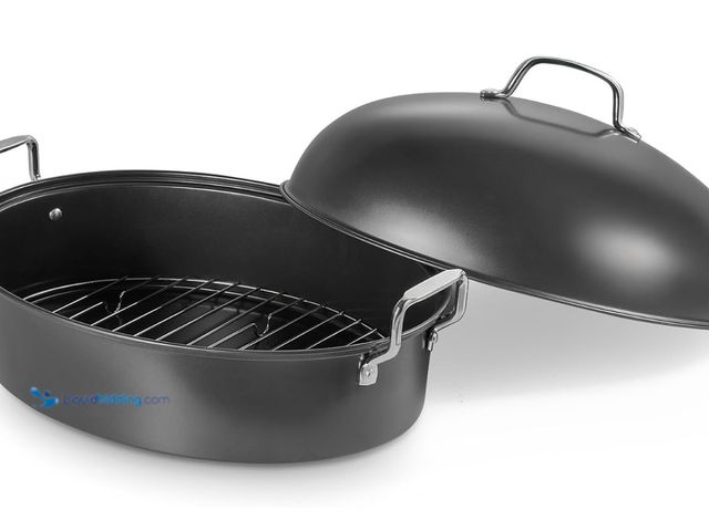 Lot 49-1547919 - KITESSENSU Extra Large Roasting Pan with Lid - Nonstick Turkey Roaster Pan with Rack 18.5 x 14.5 Inc...