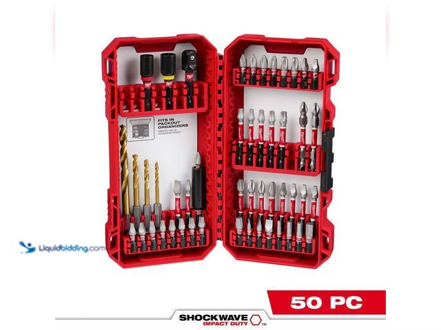 Lot 49-5556025 - Milwaukee
SHOCKWAVE Impact Duty Alloy Steel Screw Driver Drill Bit Set (50-Piece). Model # 48-32-40...