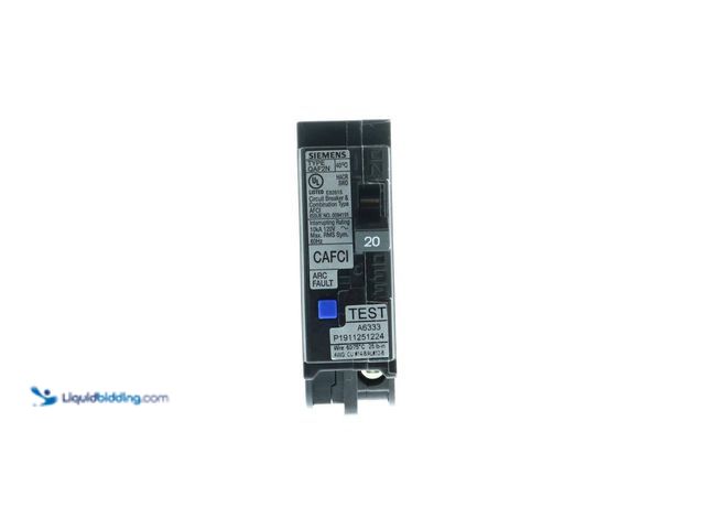 Lot 49-5413150 - Siemens
20 Amp 1-Pole Combination Type AFCI Plug-On Neutral Circuit Breaker Unused