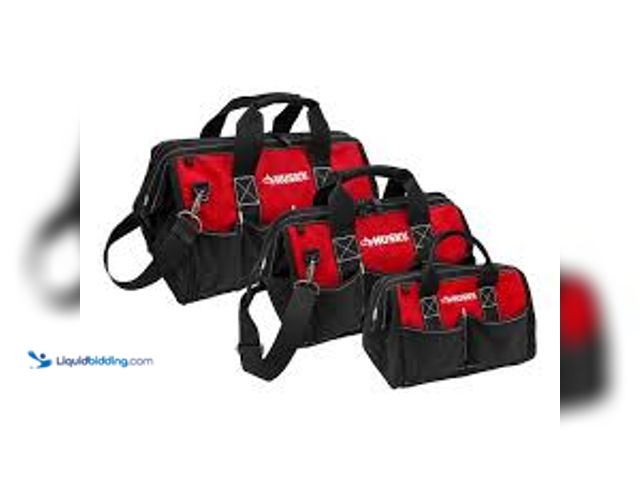 Lot 49-5485185 - Husky 18 in., 15 in. and 12 in. Tool Bag Combo. Model # HD60258A-TH-FD. Unsued.