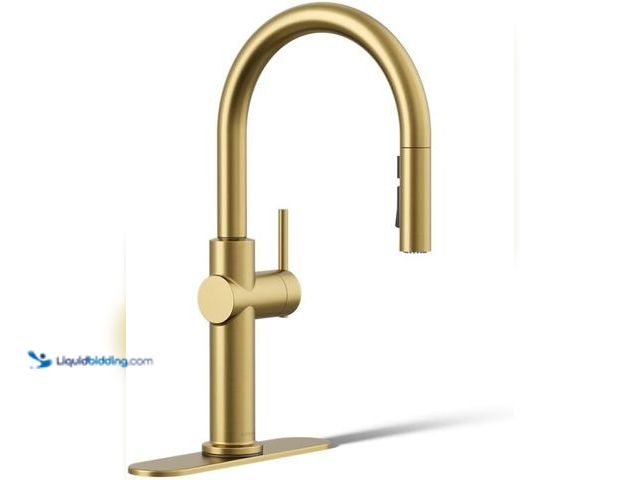 Lot 49-1514971 - KOHLER Crue Pull Down Kitchen Faucet, Pull-Down Sprayer, Vibrant Brushed Moderne Brass Model #22972-...