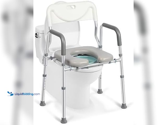 Lot 49-3513433 - Xilingol Raised Toilet Seat with Handles and Back,350lb Bedside Commode Chair with Arms, 4-in-1 Adju...
