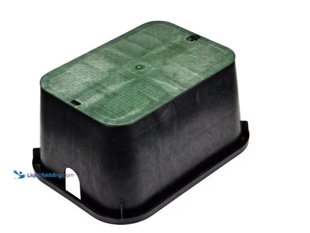 Lot 49-1622641 - NDS 15 in. X 22 in. Rectangular Jumbo Valve Box and Cover, 12" Height, Black Box, Green ICV Cover, M...