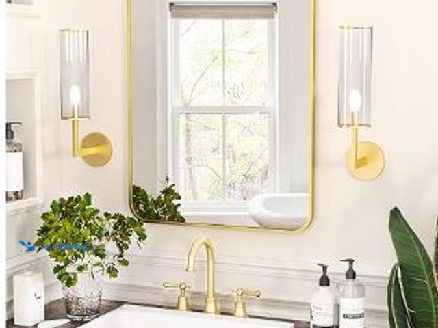 Lot 49-1517375 - Antok Rounded Bathroom Mirror, 24" x 16" Rectangular Wall Mirror, Aluminum Alloy Frame Contemporary ...