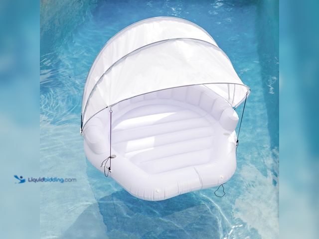 Lot 49-3511742 - Comfy Floats Inflatable Cabana - 2 Person Pool Float with Detachable Fabric Sun Shade, Backrest, Bui...