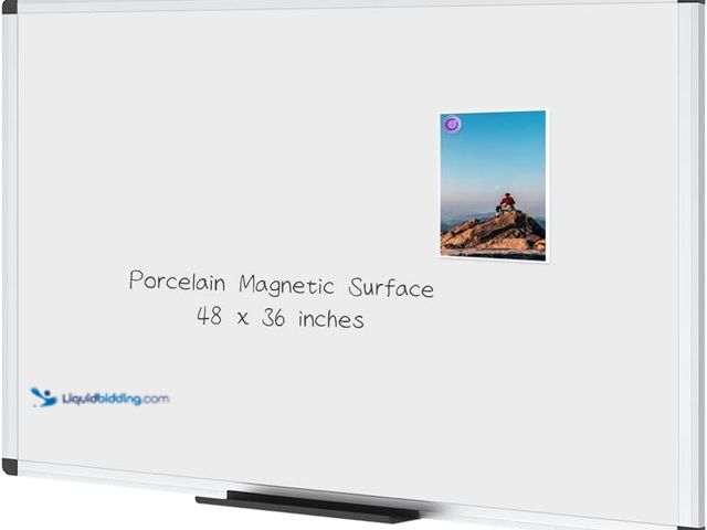 Lot 49-5484450 - VIZ-PRO Porcelain Magnetic Dry-erase Whiteboard, 48 X 36 Inches, Silver Aluminiuim Frame (scuffs and...