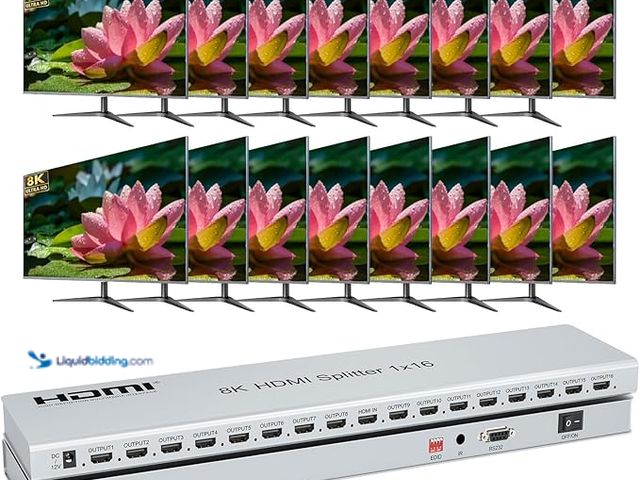 Lot 49-5433786 - HDMI 2.1 Splitter 8K@60Hz, HDMI Splitter 1 in 16 Out, Multiple HDMI Adapter for TV Monitor, HDMI 2.1...