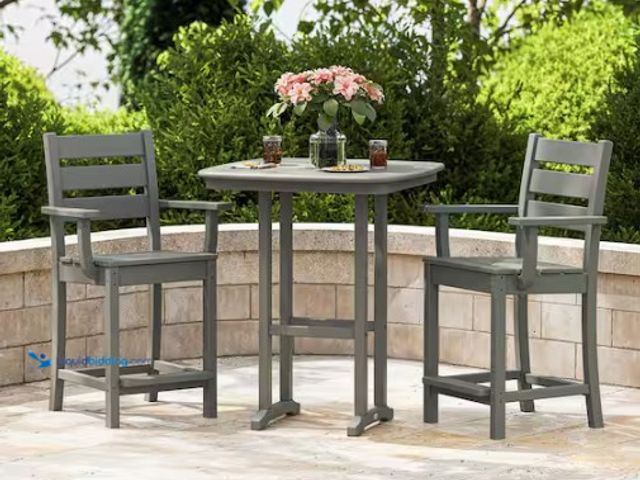 Lot 49-5574135 - POLYWOOD
Grant Park 3-Piece Counter Set in Slate Grey. Store SKU # 1014500672. Unused with scuffs a...