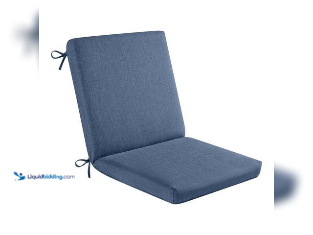 Lot 49-5406356 - Hampton Bay 20 in. x 17 in. Cushion Guard One Piece Midback Outdoor Dining Chair Cushion in Lake Twi...