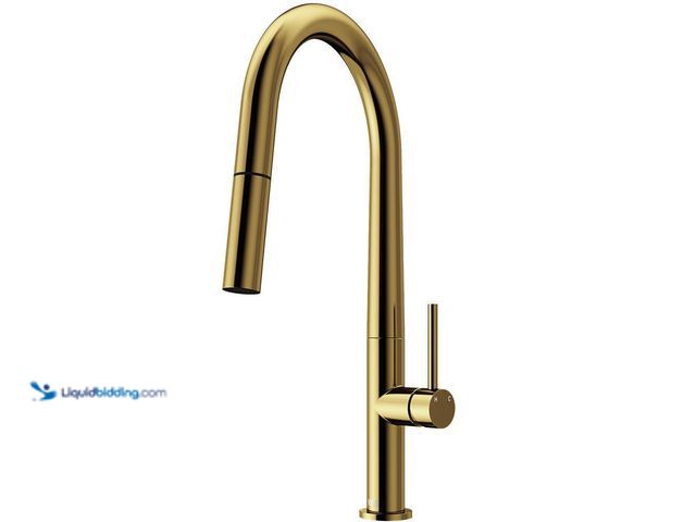 Lot 49-5449157 - VIGO
Greenwich Single Handle Pull-Down Sprayer Kitchen Faucet in Matte Brushed Gold (attachments in...